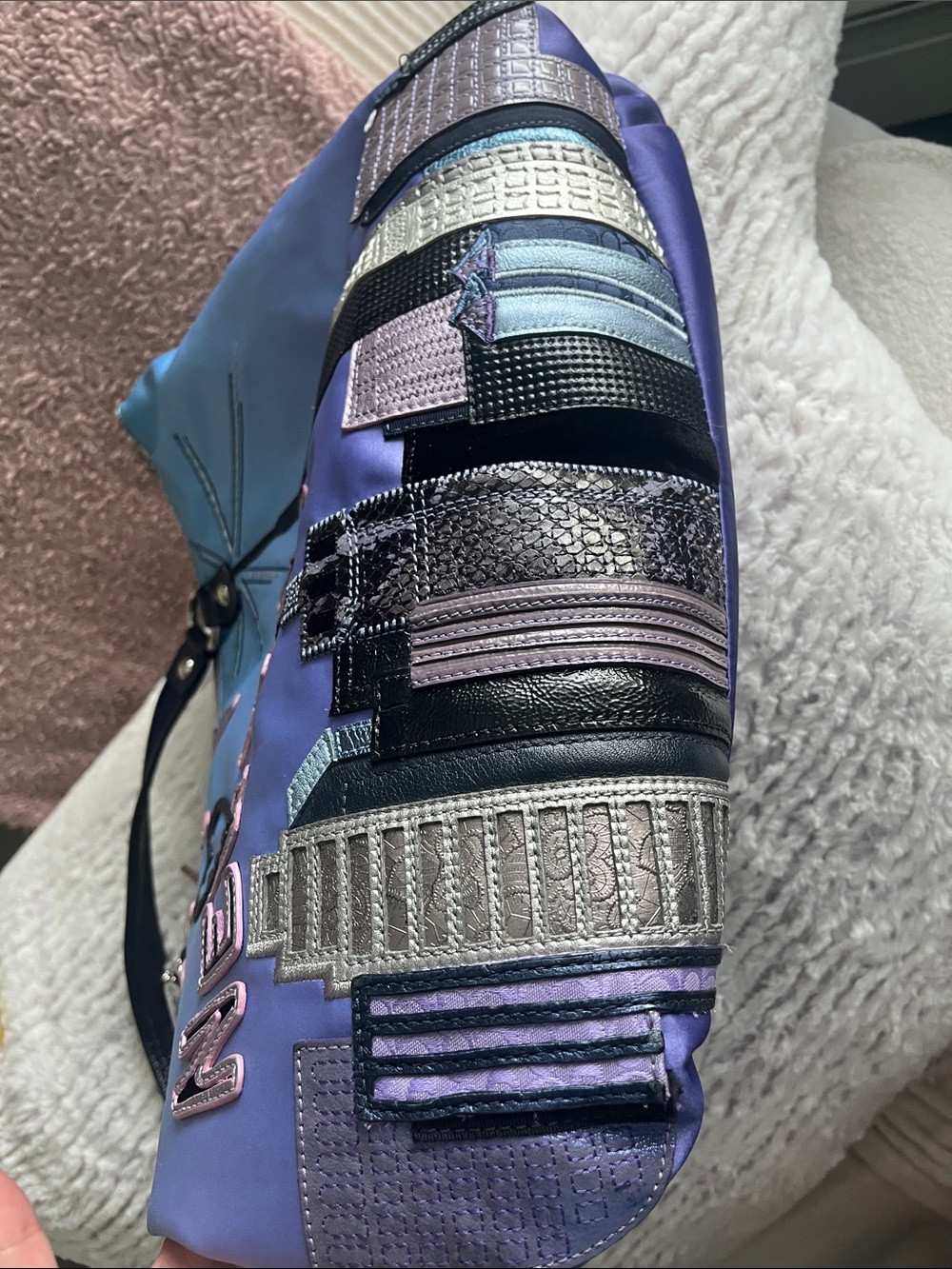 Coach Poppy New York Skyline Tote Bag - Light Blue, Black, Silver - Picture 12 of 12